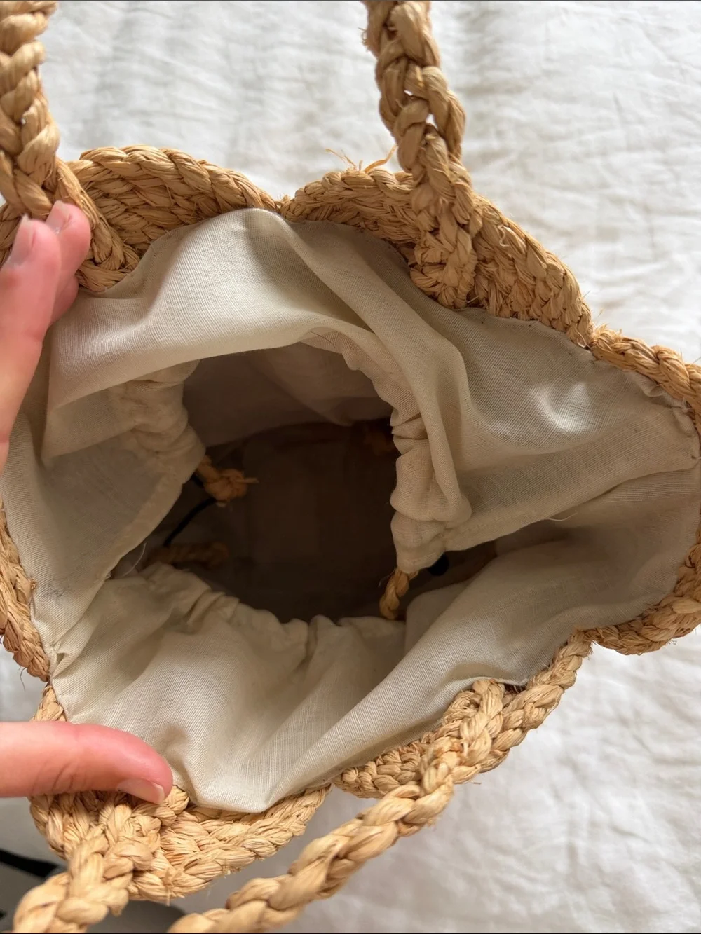 Handwoven Tan Straw Circle Tote Bag - Women Bags